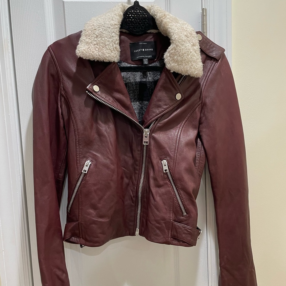Lucky Brand Maroon/Red Faux Leather Jacket